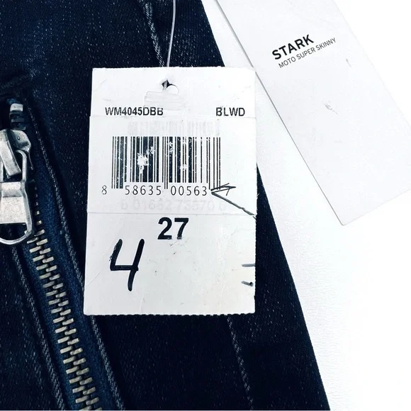 Hudson Jeans Stark Moto Pant Skinny Blue Wild Dark Wash Blue Size 27 (4) New NWT